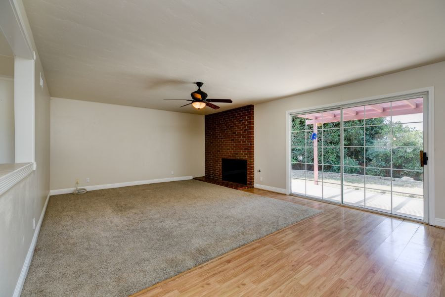 Brick Fireplace in Living Room