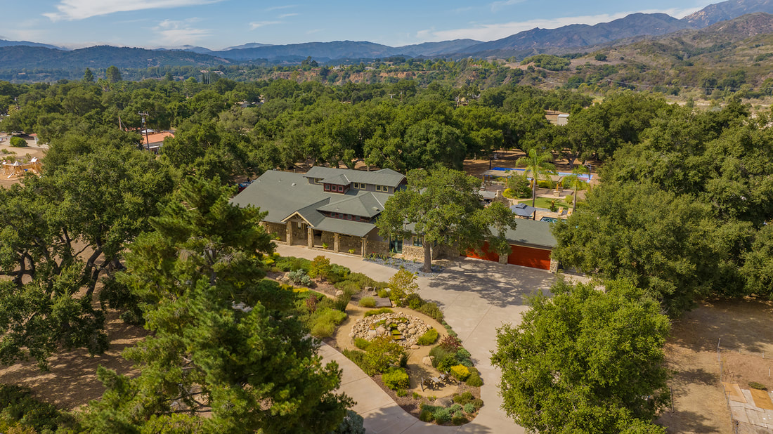 Aerial view of Frog River Ranch in Ojai