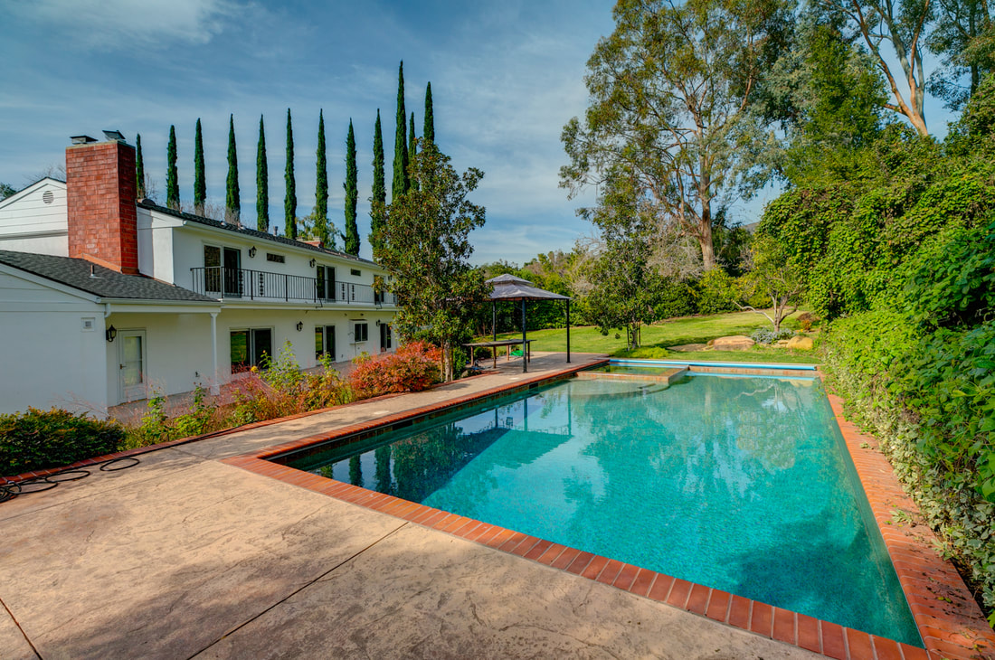 swimming pool and backyard